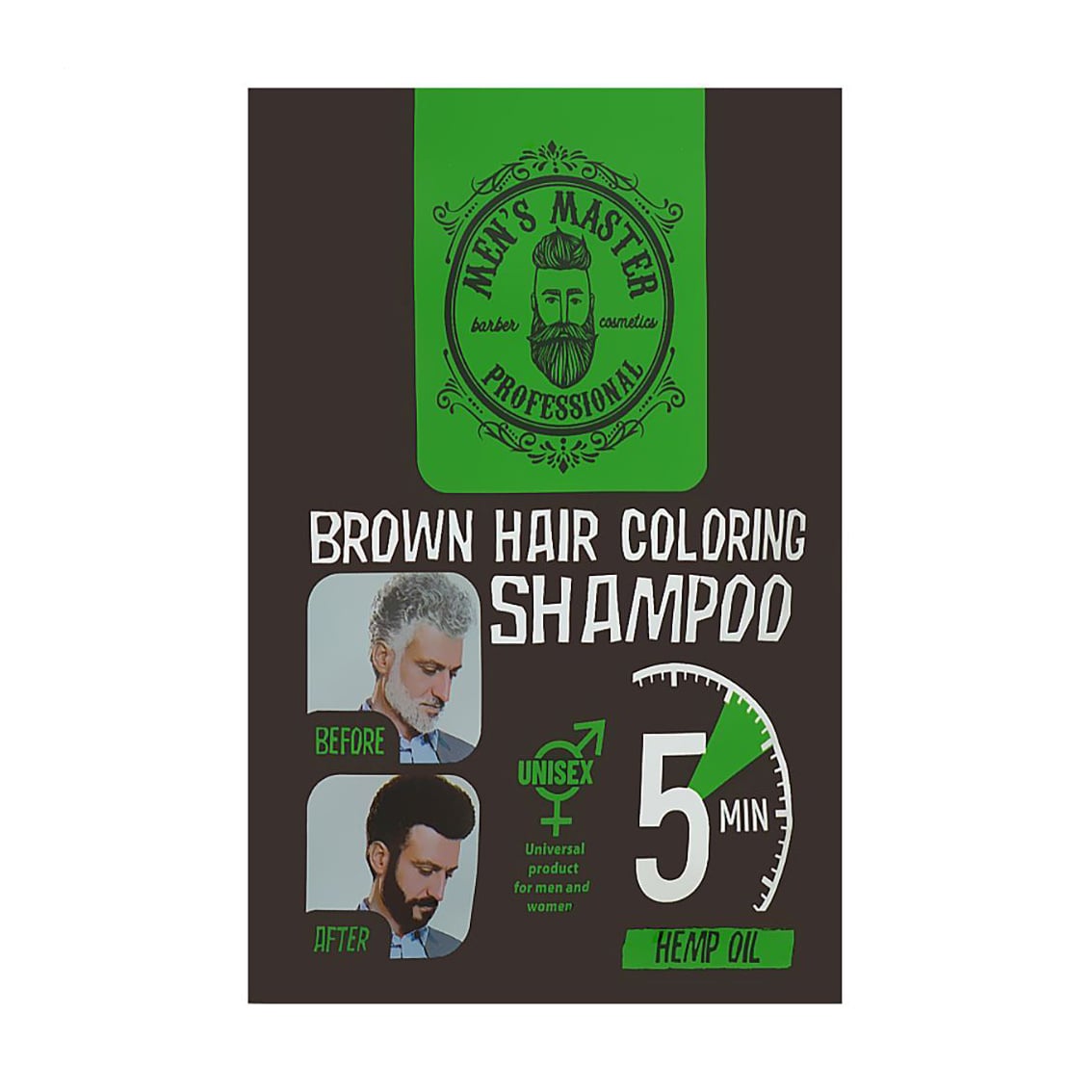 Фарбувальний шампунь для волосся Men's Master Brown Hair Coloring Shampoo, 25 мл (саше)